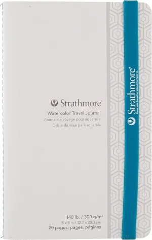 Strathmore 500 Series Watercolor Travel Journal, Cold Press, 5" x 8", 20 pages, White