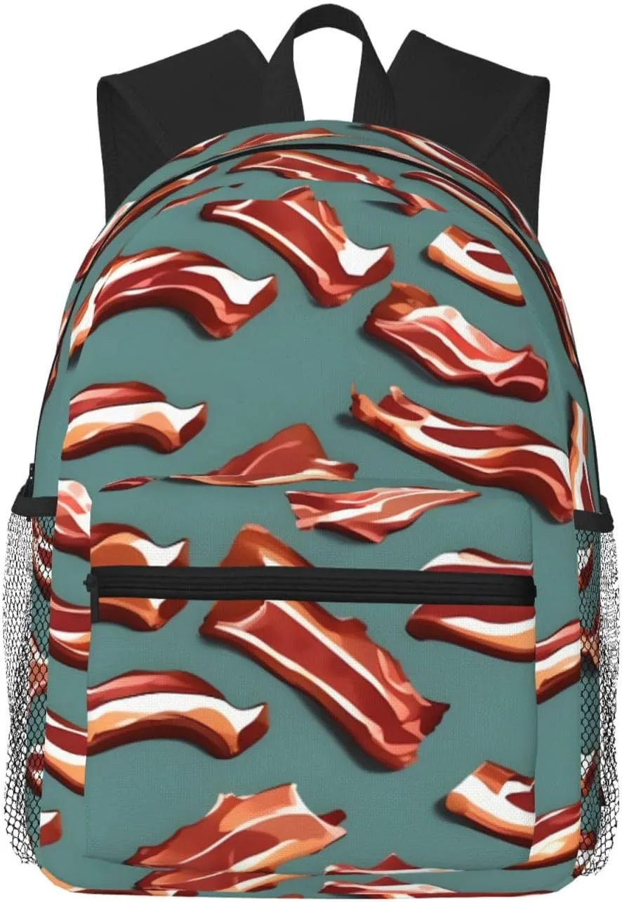 Streaky Bacon Pattern print Lightweight and comfortable backpack Casual Laptop Backpack for Travel Hiking