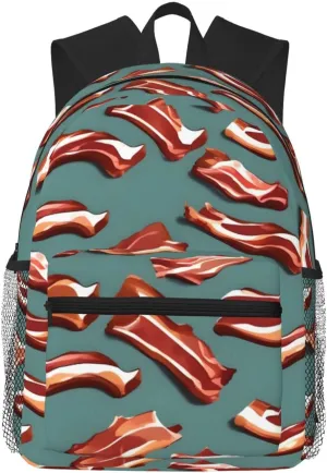 Streaky Bacon Pattern print Lightweight and comfortable backpack Casual Laptop Backpack for Travel Hiking