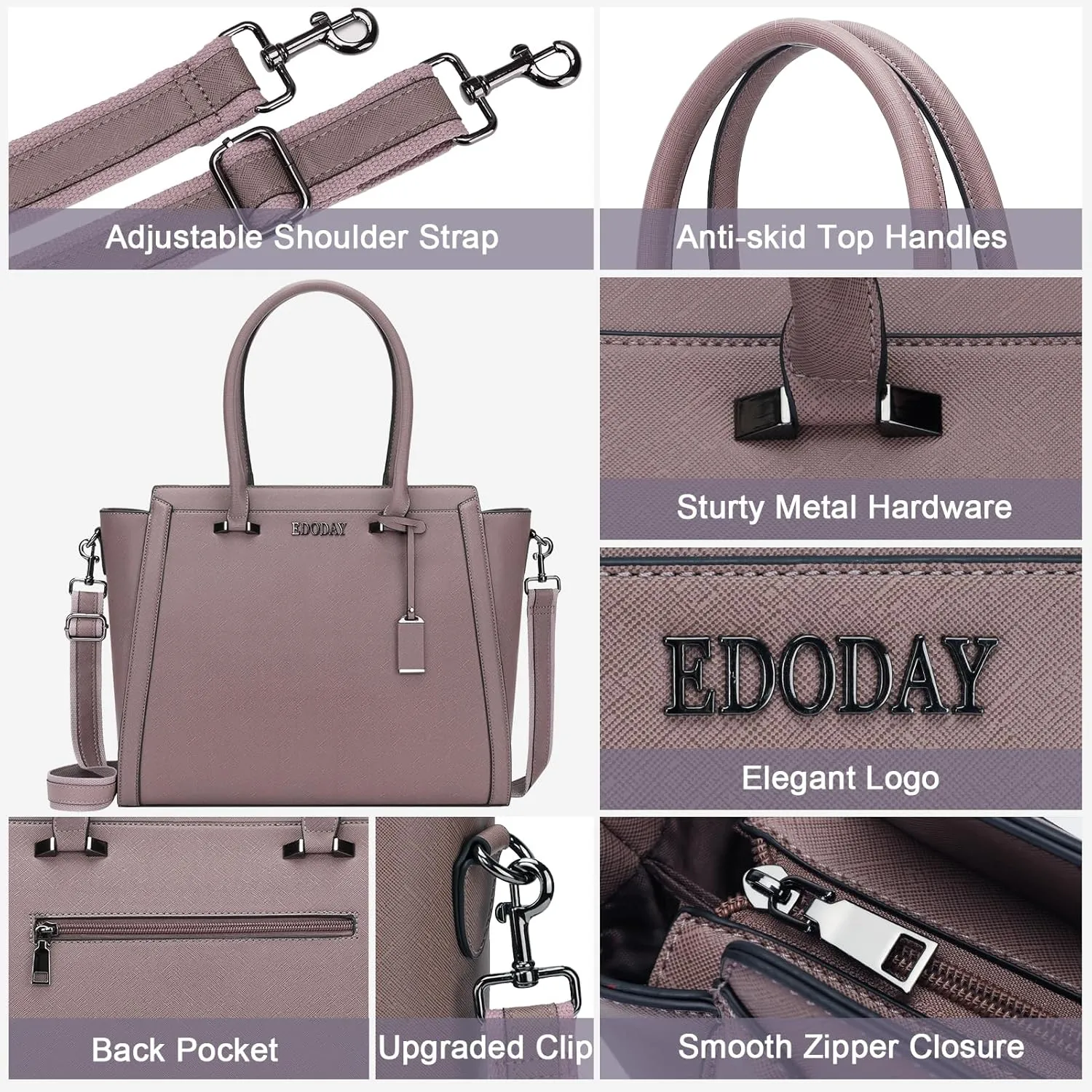 Stylish 15.6 Inch Laptop Tote Bag for Women - Travel Computer Handbag with Long Shoulder Strap