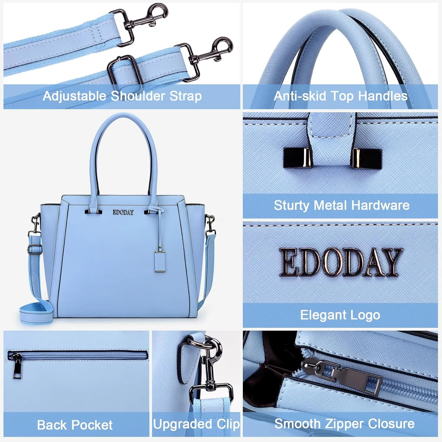 Stylish 15.6 Inch Laptop Tote Bag for Women - Travel Computer Handbag with Long Shoulder Strap