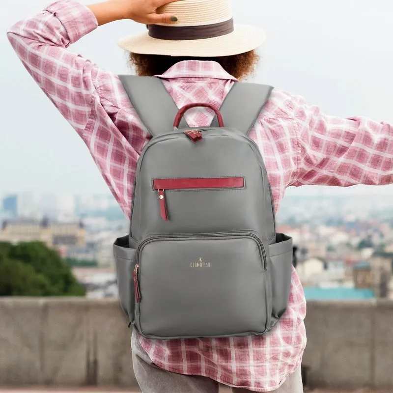 Stylish Vegan Leather Laptop Backpack | Fits 15.6 Inch Laptop | Grey | For Office, College, Travel