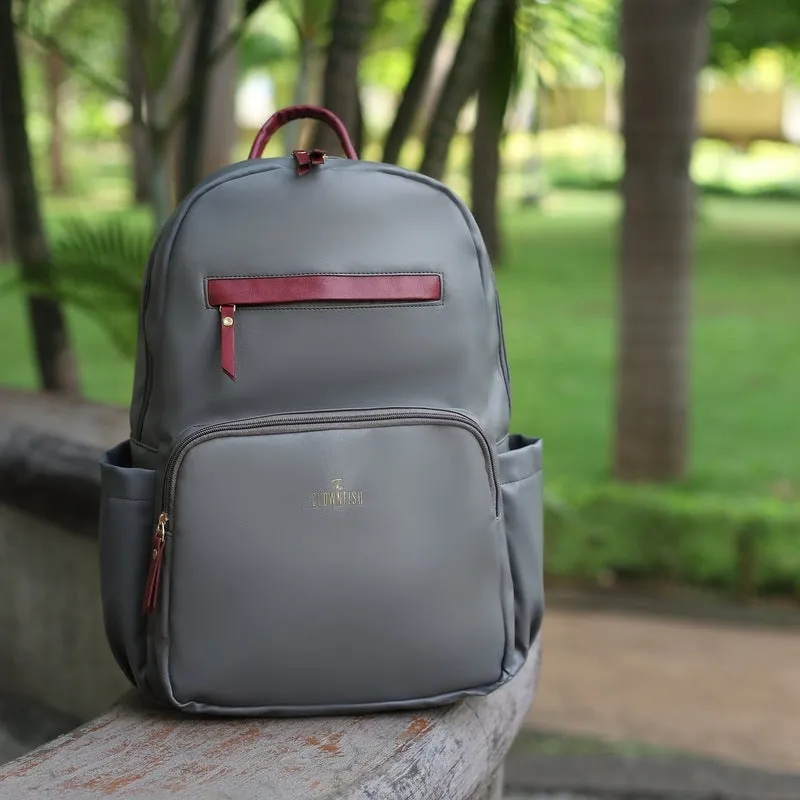 Stylish Vegan Leather Laptop Backpack | Fits 15.6 Inch Laptop | Grey | For Office, College, Travel