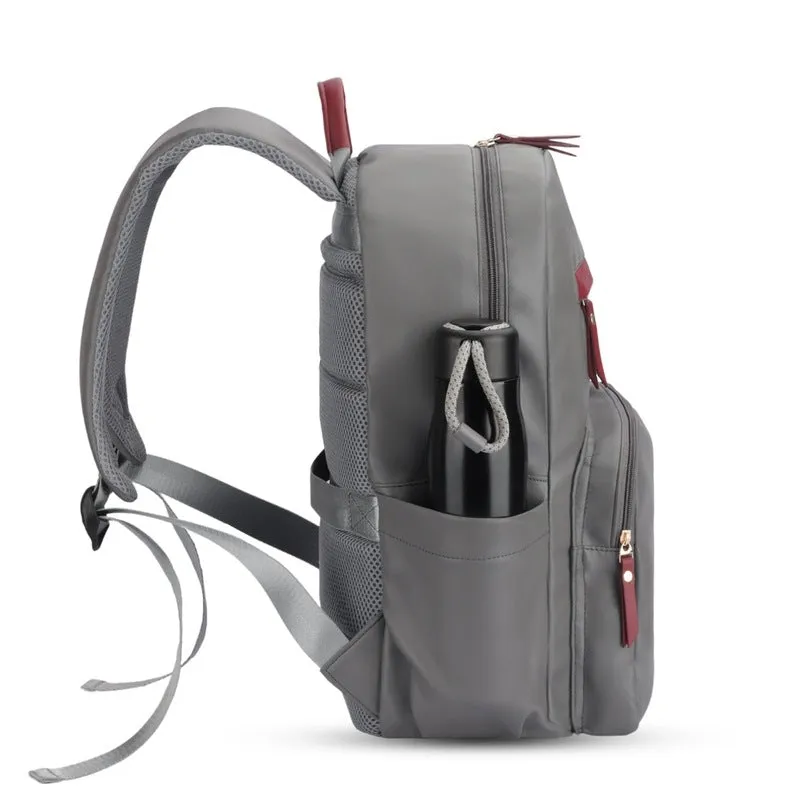 Stylish Vegan Leather Laptop Backpack | Fits 15.6 Inch Laptop | Grey | For Office, College, Travel