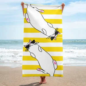 Summer Cat 'Yellow Stripe' Versatile Lightweight Towel