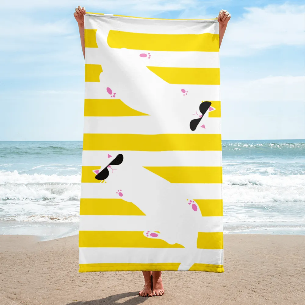 Summer Cat 'Yellow Stripe' Versatile Lightweight Towel