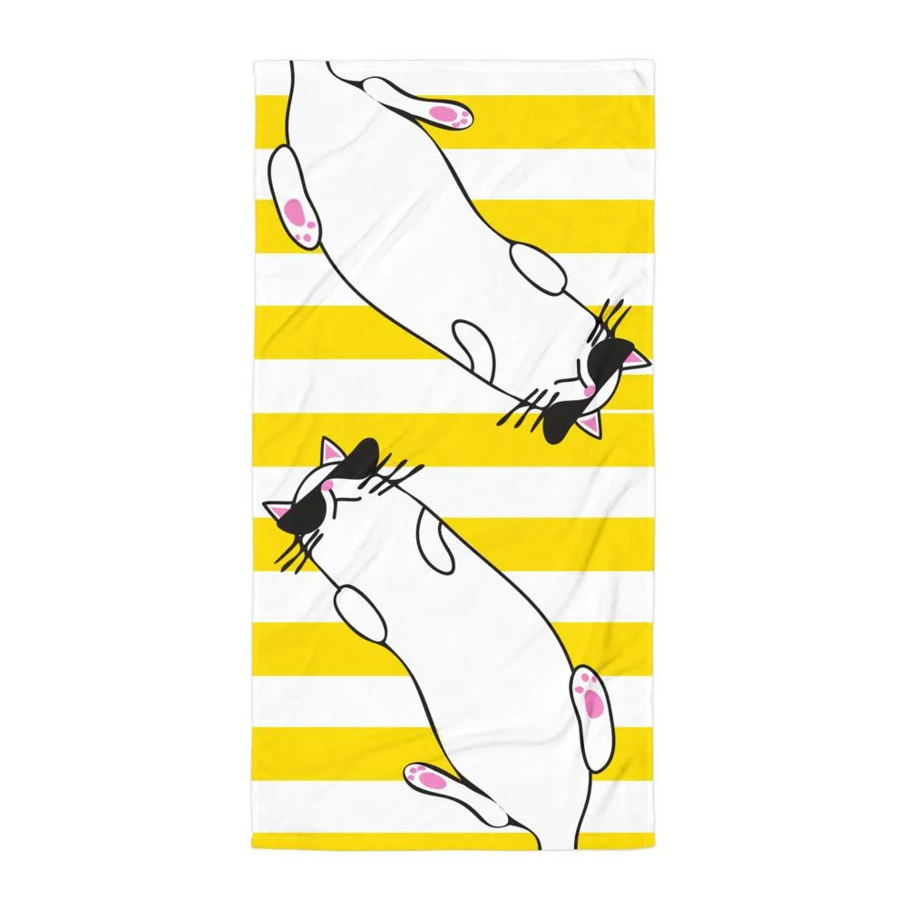 Summer Cat 'Yellow Stripe' Versatile Lightweight Towel