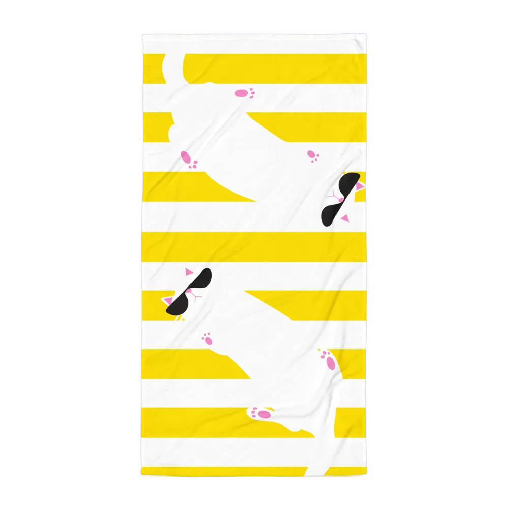 Summer Cat 'Yellow Stripe' Versatile Lightweight Towel