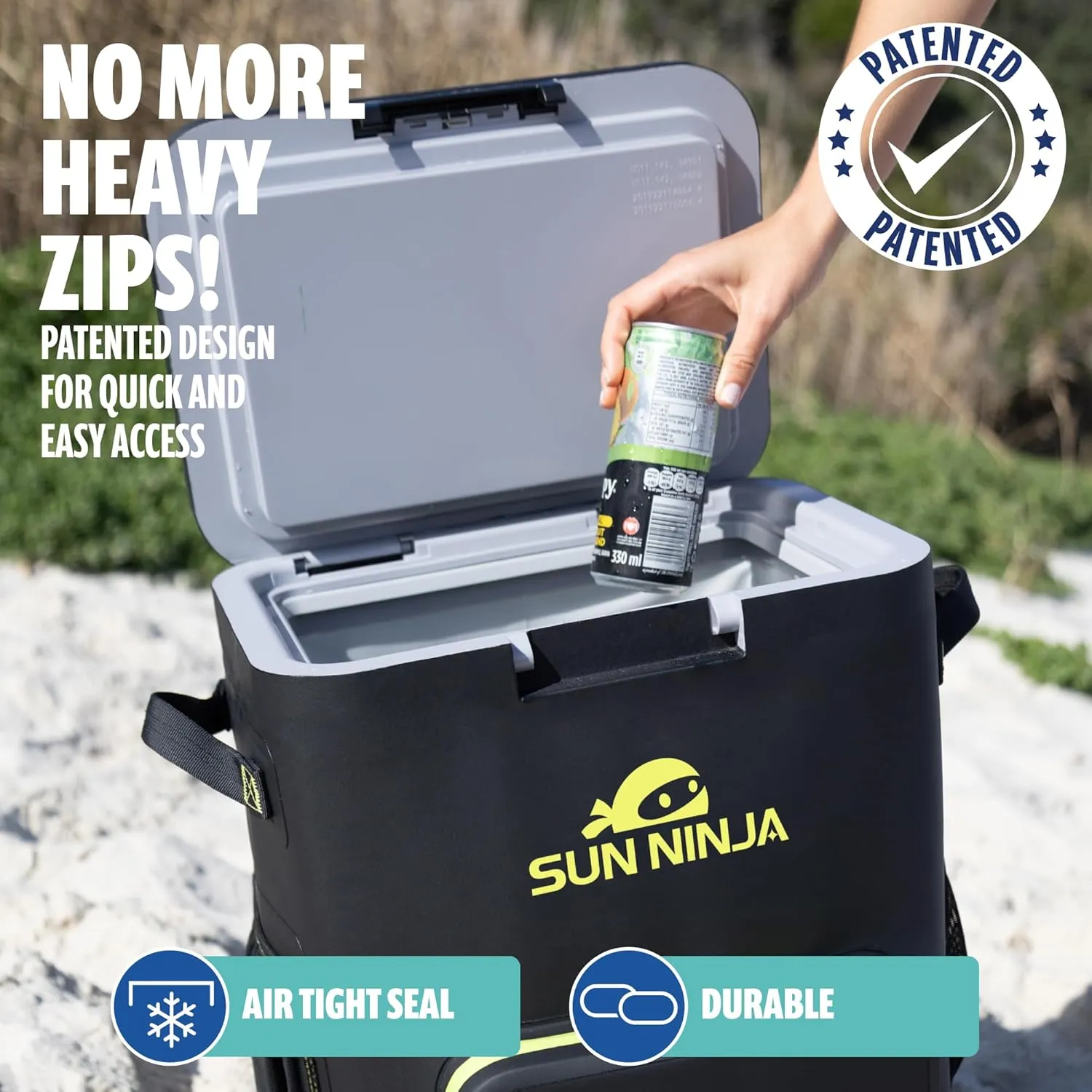 Sun Ninja Backpack Cooler - Insulated Leak Proof Beach Bag - 100% Waterproof Travel Picnic Backpacks for Men & Women - Keeps Drinks Cold for up to 48 Hours - Up to 36 Cans