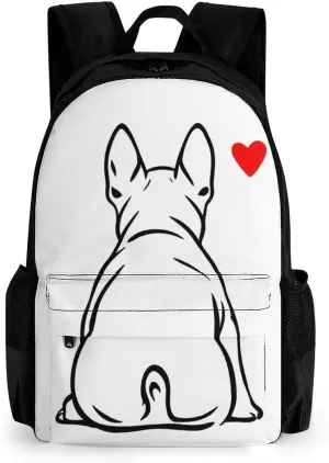 Supdreamc Men Women Polyester Funny French Bulldog Puppy Dog Daypack Bookbag Big Capacity Shoulder Bag With Padded Straps for Climbing Travel Walking Cycling