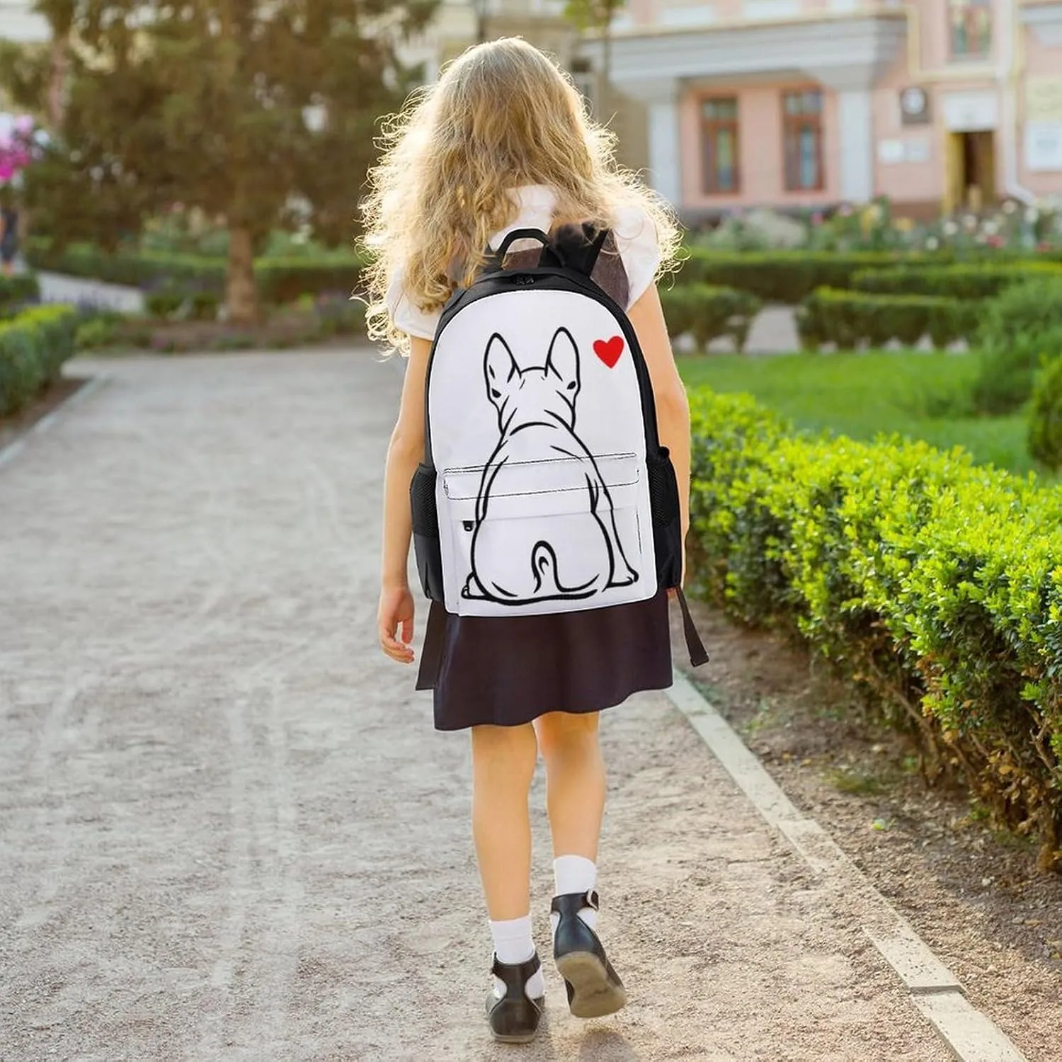 Supdreamc Men Women Polyester Funny French Bulldog Puppy Dog Daypack Bookbag Big Capacity Shoulder Bag With Padded Straps for Climbing Travel Walking Cycling