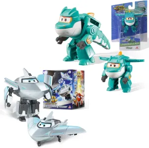 Super Wings Transformable Toys 2-Pack - Tino & Traver Robot Action Figures, 2-in-1 Transforming Plane to Robot Toys for Kids Ages 3-8, Fun Playset Gift for Boys & Girls