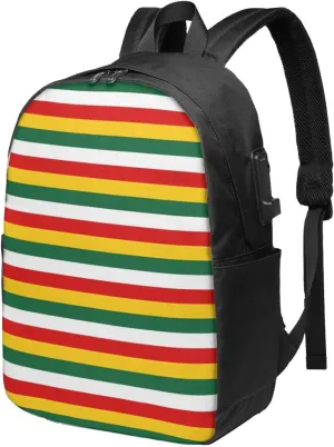 Suriname Surinamese Flag Stripes Laptop Backpacks Travel Backpack Casual Business Daypack Sport Rucksack Computer Bag Fits up to 17 Inch Notebook with USB Port