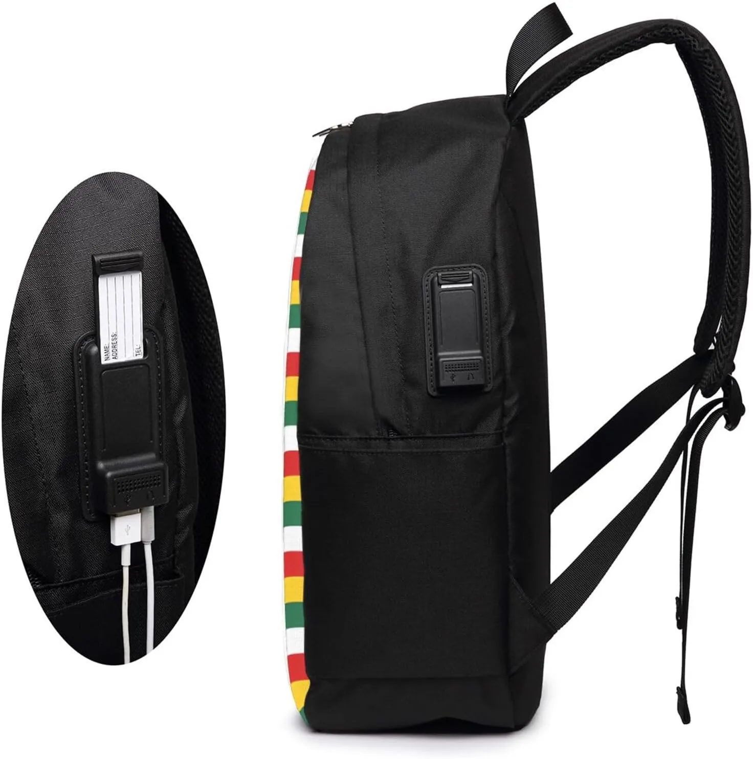 Suriname Surinamese Flag Stripes Laptop Backpacks Travel Backpack Casual Business Daypack Sport Rucksack Computer Bag Fits up to 17 Inch Notebook with USB Port