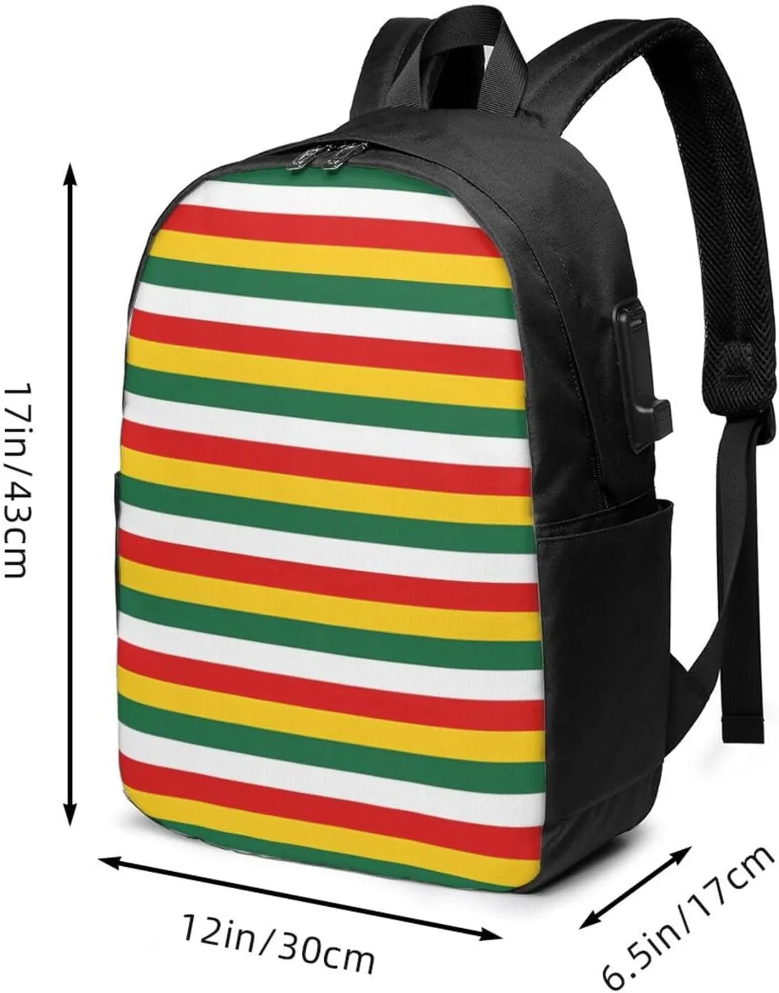 Suriname Surinamese Flag Stripes Laptop Backpacks Travel Backpack Casual Business Daypack Sport Rucksack Computer Bag Fits up to 17 Inch Notebook with USB Port