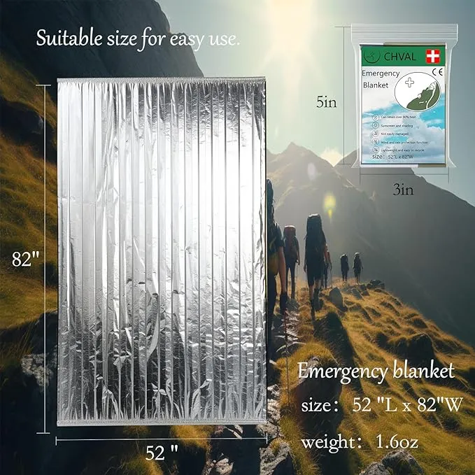 Survival Blanket Emergency Mylar Thermal Blankets, Portable Space Blankets Survival Camping Emergency Blankets. Suitability for Camping, Bug Out Bag, Survival, Hiking. (Green)