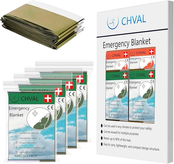 Survival Blanket Emergency Mylar Thermal Blankets, Portable Space Blankets Survival Camping Emergency Blankets. Suitability for Camping, Bug Out Bag, Survival, Hiking. (Green)