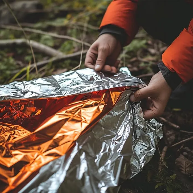 Survival Blanket Emergency Mylar Thermal Blankets, Portable Space Blankets Survival Camping Emergency Blankets. Suitability for Camping, Bug Out Bag, Survival, Hiking. (Green)