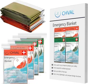 Survival Blanket Emergency Mylar Thermal Blankets, Portable Space Blankets Survival Camping Emergency Blankets. Suitability for Camping, Bug Out Bag, Survival, Hiking. (Orange & Green)