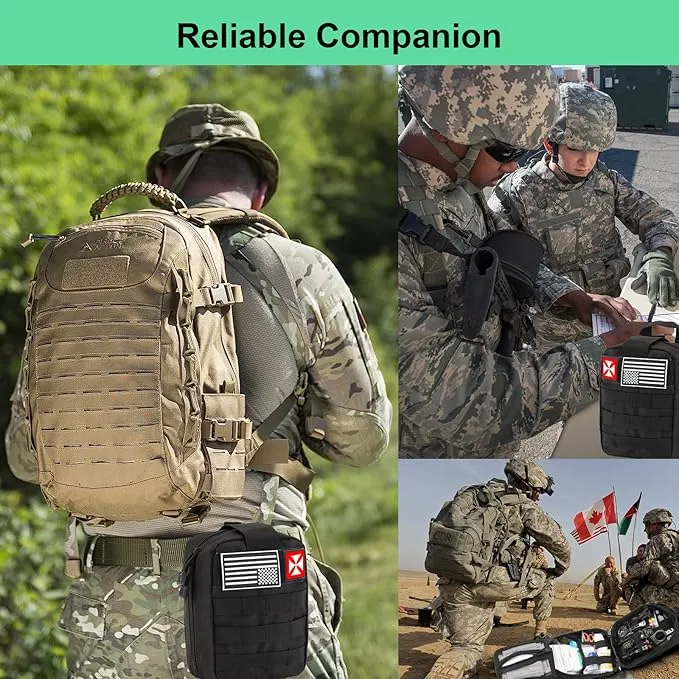 Survival Kit, First Aid Kit Survival Gear Tools Trauma Kit with Molle Pouch for Outdoor, Camping, Hunting, Hiking, Earthquake, Home, Office, Gifts for Men Dad Husband Women (