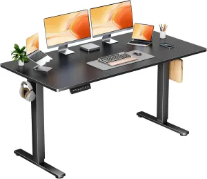 Sweetcrispy Standing Adjustable Height Desk, Electric 63 x 24 Inch Sit to Stand Up Rising Computer Gaming Table with 3 Memory Presets, Splice Board, T-Shaped Bracket Home Office Workstation, Black