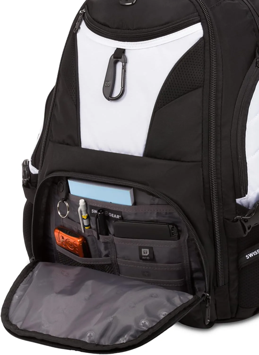 SwissGear 1900 Scansmart TSA 17 Laptop Backpack, White/Black, 19-Inch