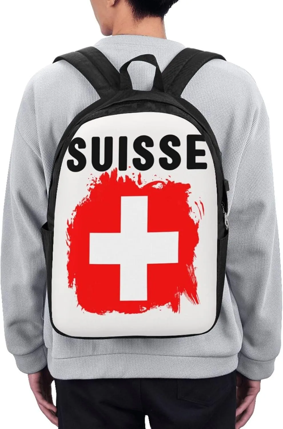 Switzerland Swiss Flag Laptop Backpacks Travel Backpack Casual Business Daypack Sport Rucksack Computer Bag Fits up to 17 Inch Notebook with USB Port