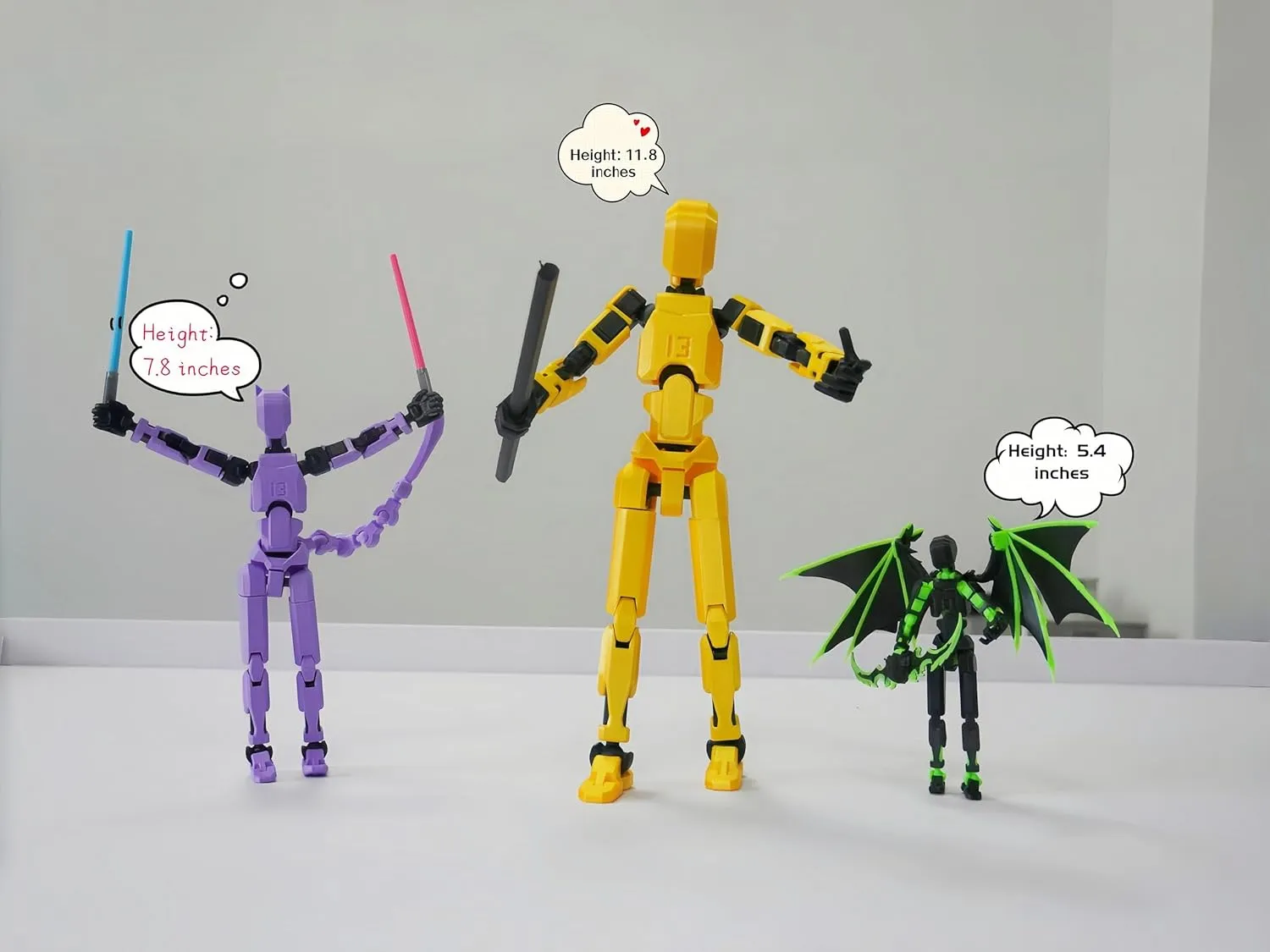 T13 Action Figure Assembly Completed,Large 11.8-inch 3D Printed T13 Action Figure, Titan 13 Action Figure Dummy 13 Action Figure Lucky 13 Action Figure 3D Printed Multi-Jointed Movable (Golden Giant)