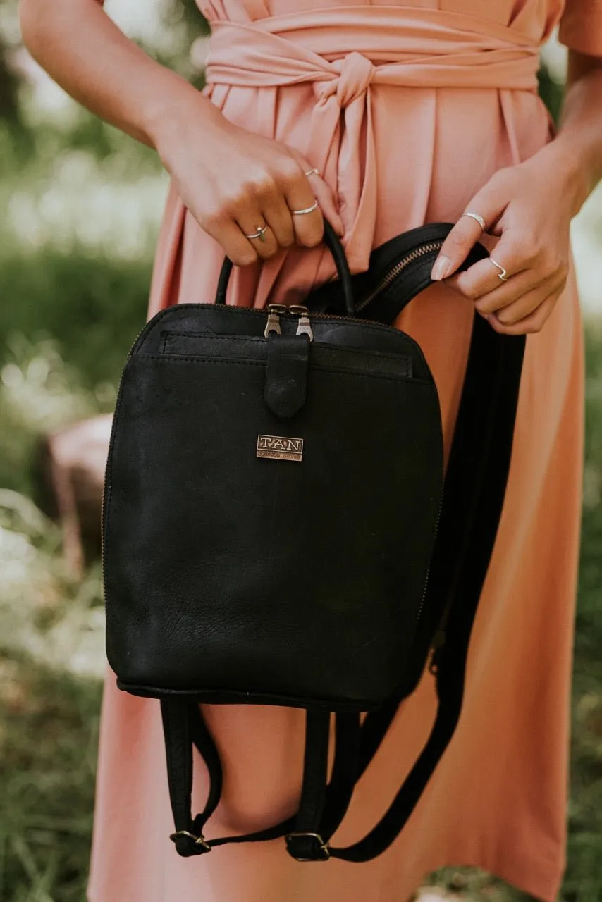 Tan Leather Goods - Olivia Leather Backpack | Black