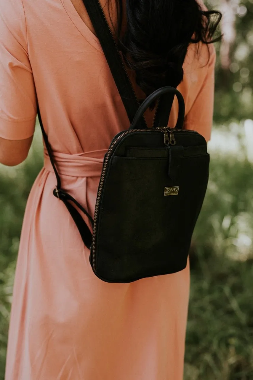 Tan Leather Goods - Olivia Leather Backpack | Black