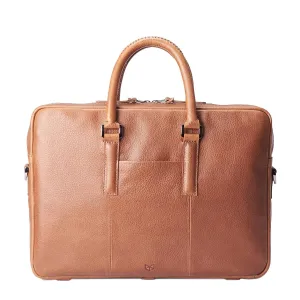 Tan Office Briefcase Men Attache, Document Portfolio Messenger Shoulder Bag, Laptop Business Work Crossbody, Custom Engraved Gift