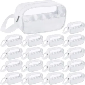 Tanlade 18 Pcs Clear Cosmetic Bags Bulk, Translucent Makeup Toiletry Bag for Women Waterproof Portable Cosmetic Bag Set Traveling Make up Organizer(White)