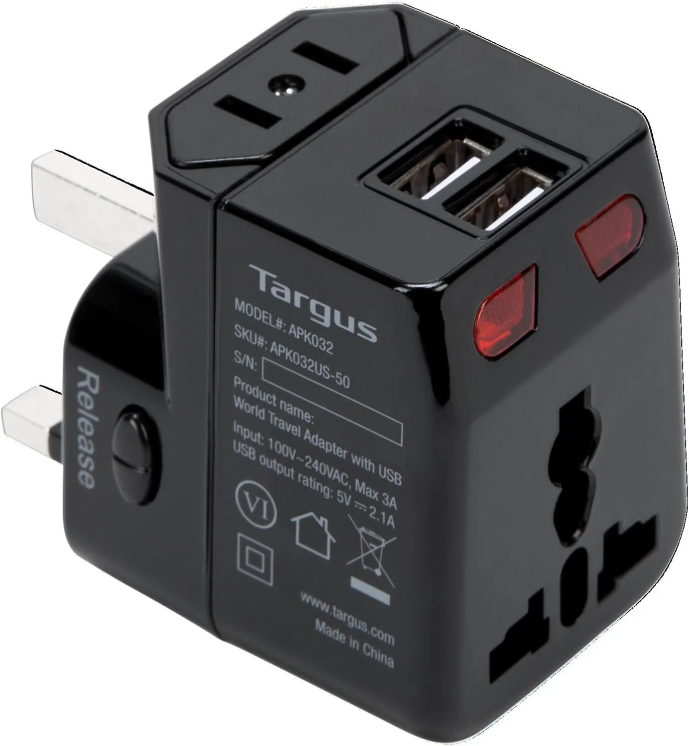 Targus - World Travel Power Adapter with Dual USB Charging Ports