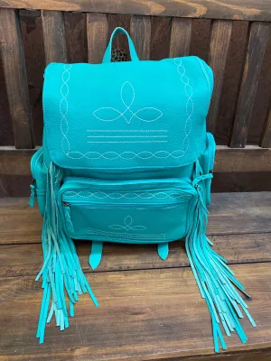 Teal Fringe Backpack
