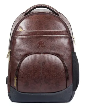 THE CLOWNFISH EliteGear Series 19 liters Faux Leather 15.6 inch Laptop Backpack for Men and Women (Black)
