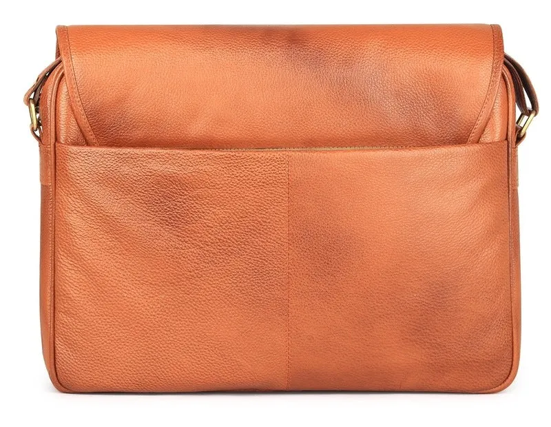 THE CLOWNFISH Envoy Leather Laptop Briefcase | 14 inch | Honey Brown | For Office & Travel