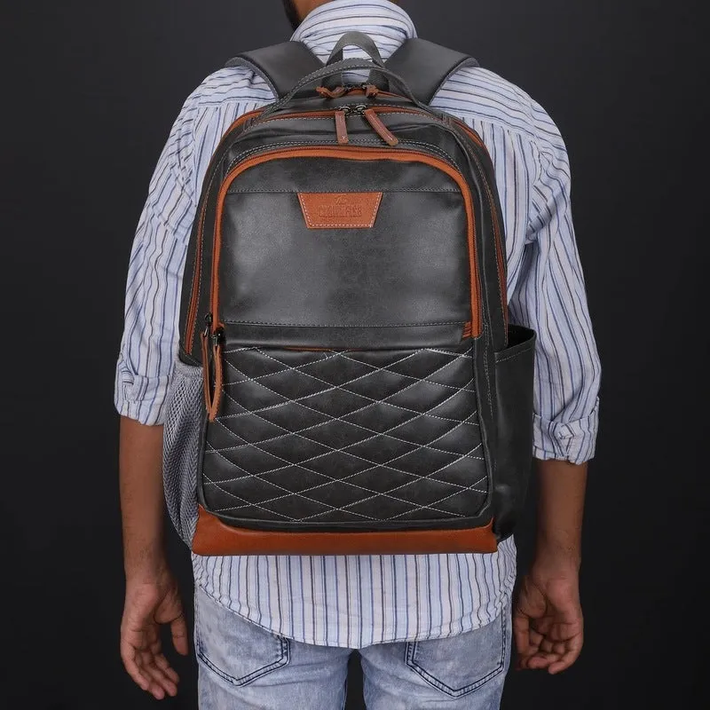 THE CLOWNFISH ExploreX Series 15.6 inch Laptop Backpack | 34 liters | Grey | Vegan Leather