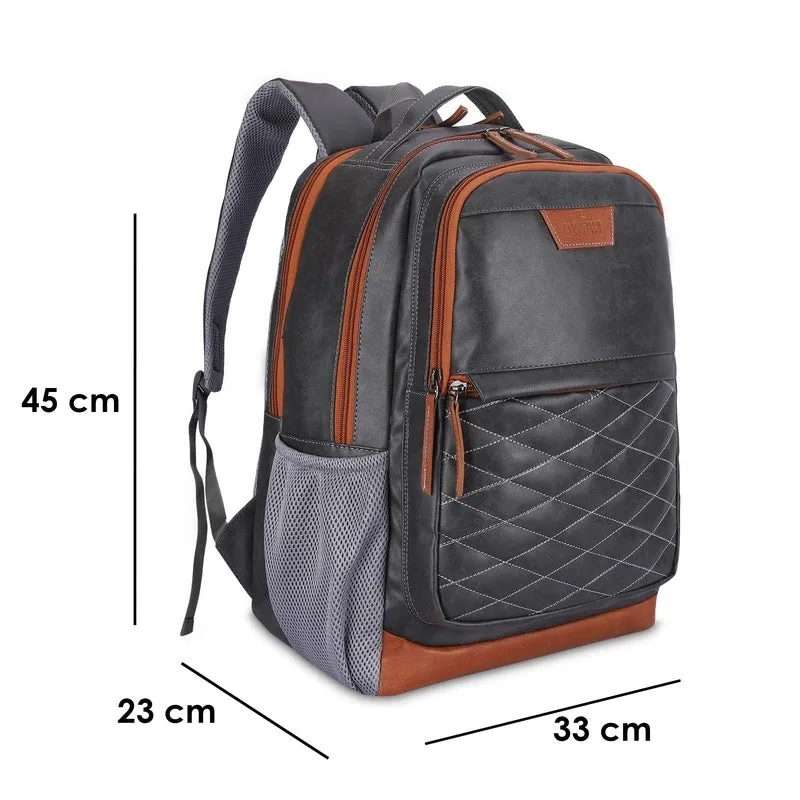 THE CLOWNFISH ExploreX Series 15.6 inch Laptop Backpack | 34 liters | Grey | Vegan Leather