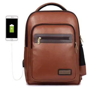 THE CLOWNFISH Ripcord Series Unisex Faux Leather 15.6 inch Laptop Backpack (Mud Brown)