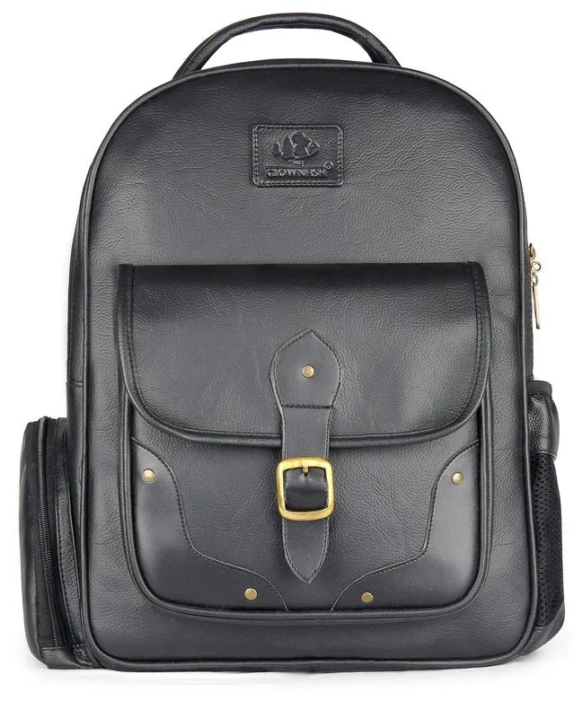 THE CLOWNFISH Vegan Leather Laptop Backpack | 28L | Black | Water Resistant & Comfortable