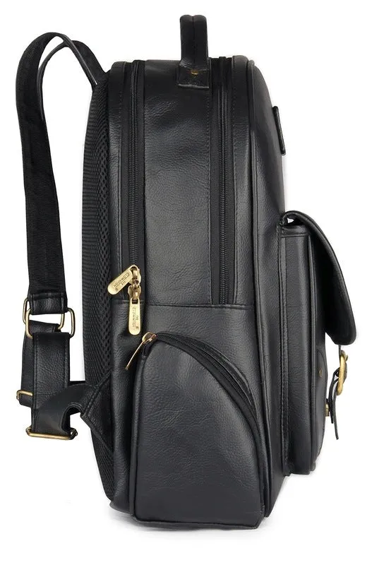 THE CLOWNFISH Vegan Leather Laptop Backpack | 28L | Black | Water Resistant & Comfortable