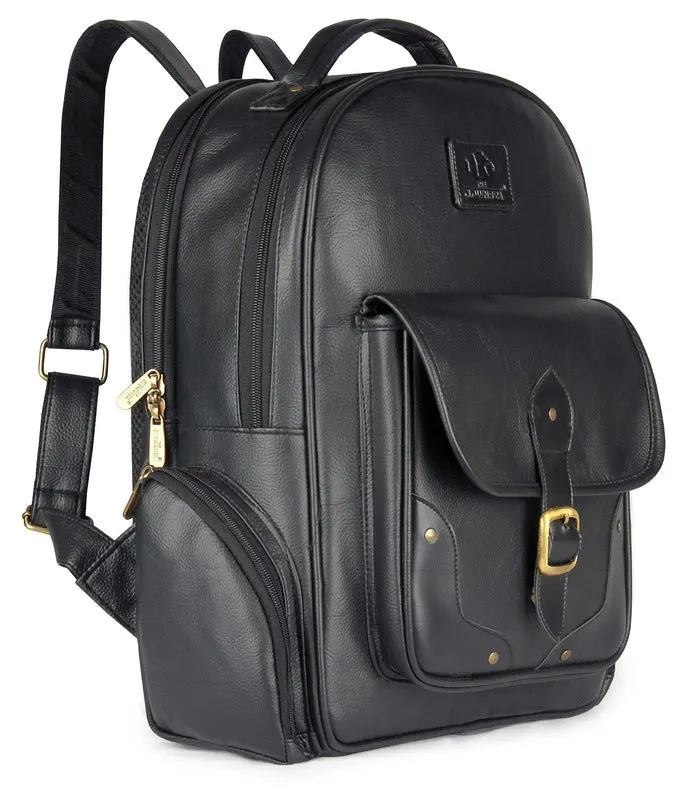 THE CLOWNFISH Vegan Leather Laptop Backpack | 28L | Black | Water Resistant & Comfortable
