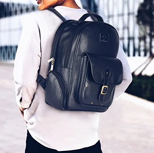 THE CLOWNFISH Vegan Leather Laptop Backpack | 28L | Black | Water Resistant & Comfortable