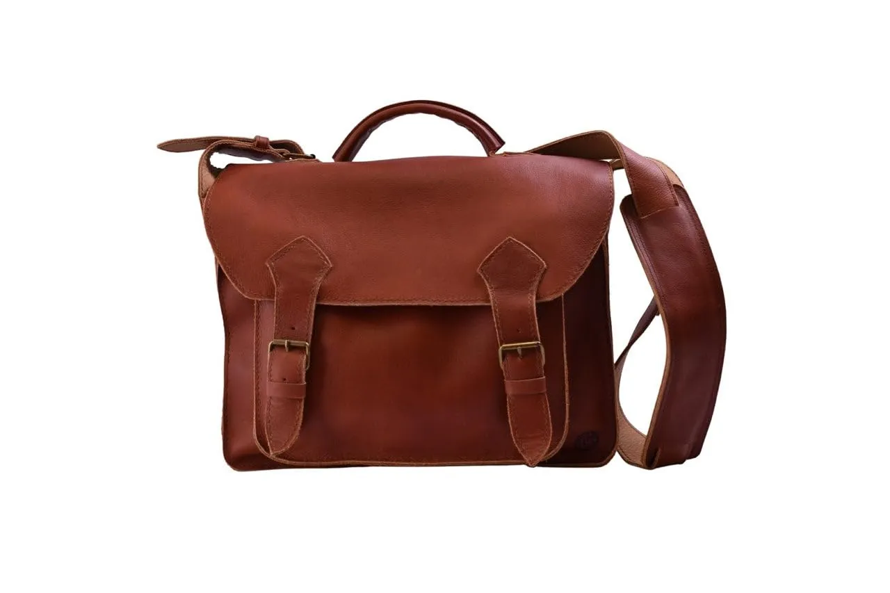 The Don Javier: Classic 14” Laptop Work Briefcase - Genuine Leather, Handcrafted in Honduras (Persimmon)