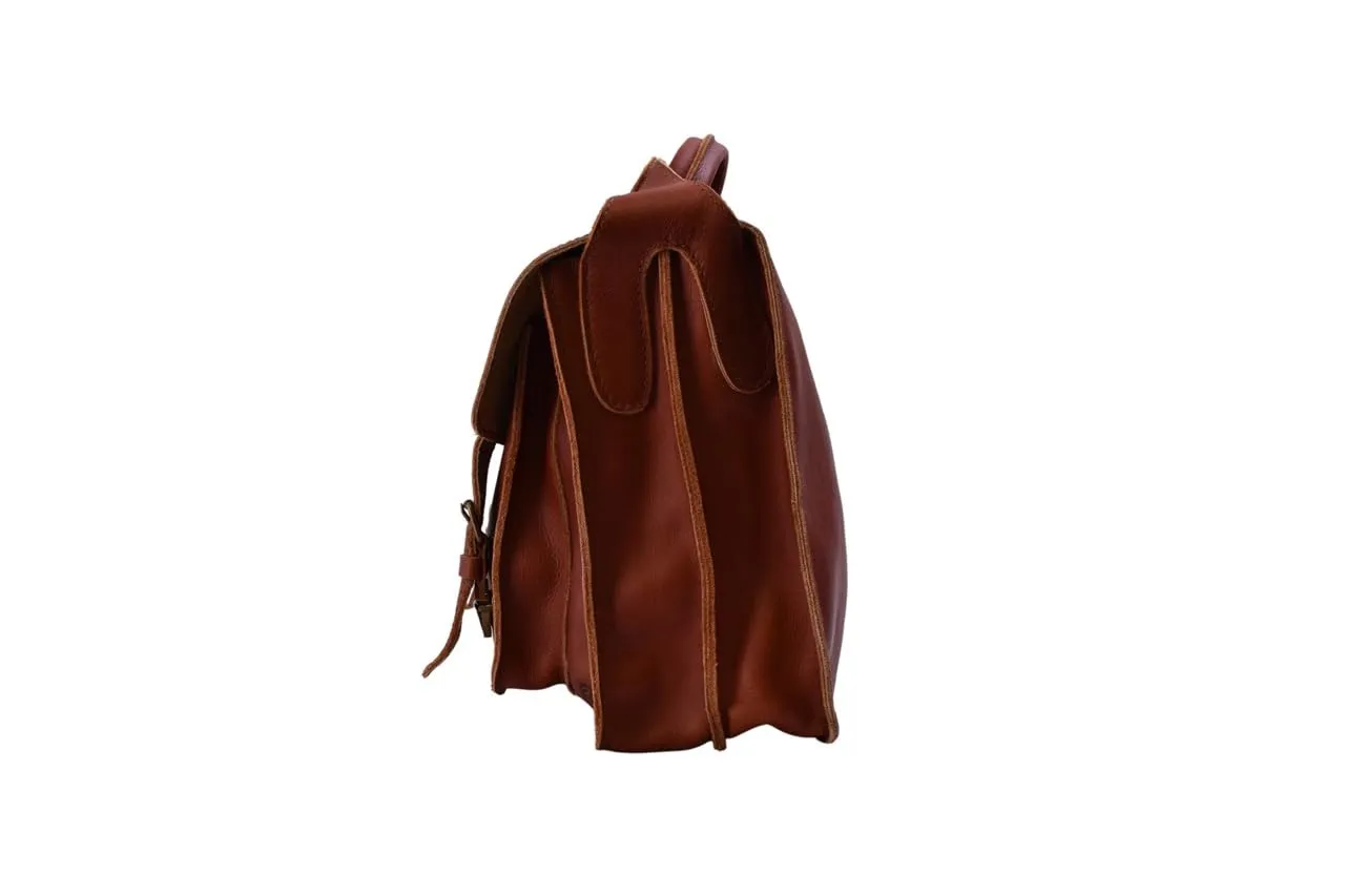 The Don Javier: Classic 14” Laptop Work Briefcase - Genuine Leather, Handcrafted in Honduras (Persimmon)