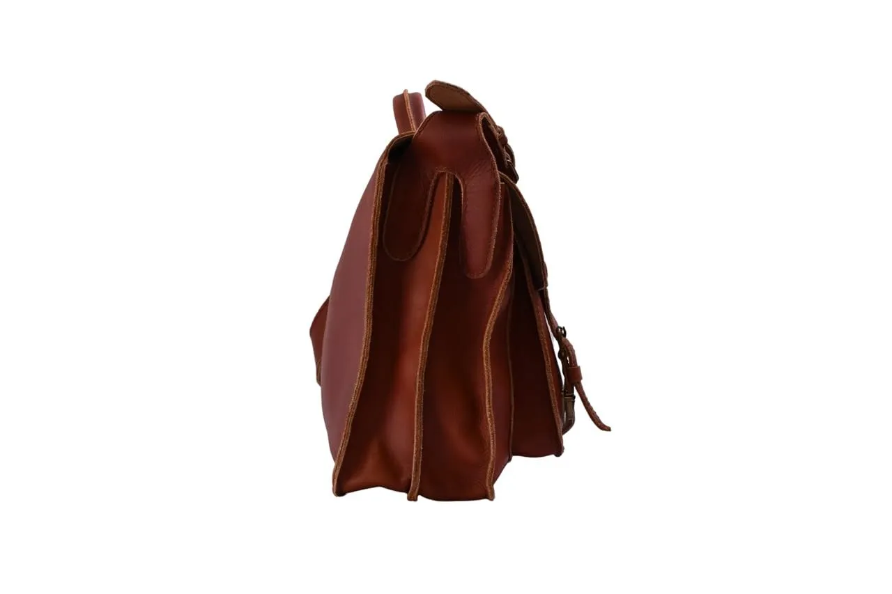 The Don Javier: Classic 14” Laptop Work Briefcase - Genuine Leather, Handcrafted in Honduras (Persimmon)