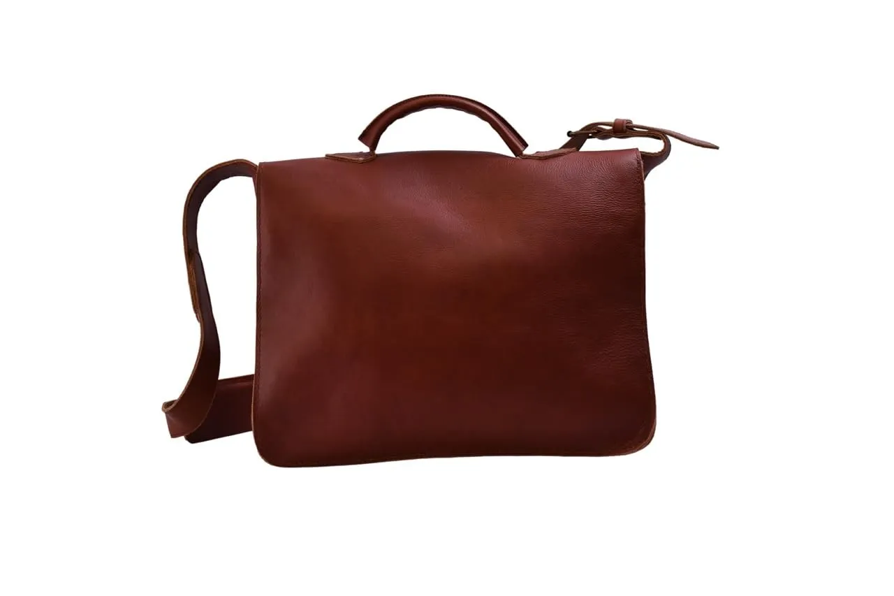 The Don Javier: Classic 14” Laptop Work Briefcase - Genuine Leather, Handcrafted in Honduras (Persimmon)