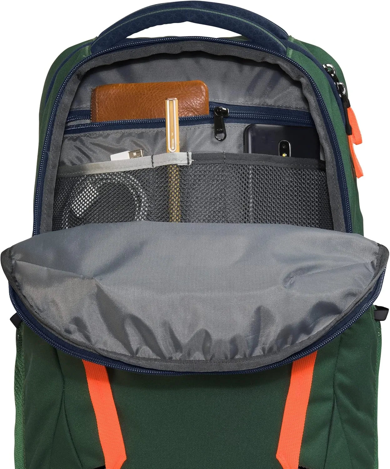 THE NORTH FACE Vault Everyday Laptop Backpack, Pine Needle/Summit Navy/Power Orange, One Size