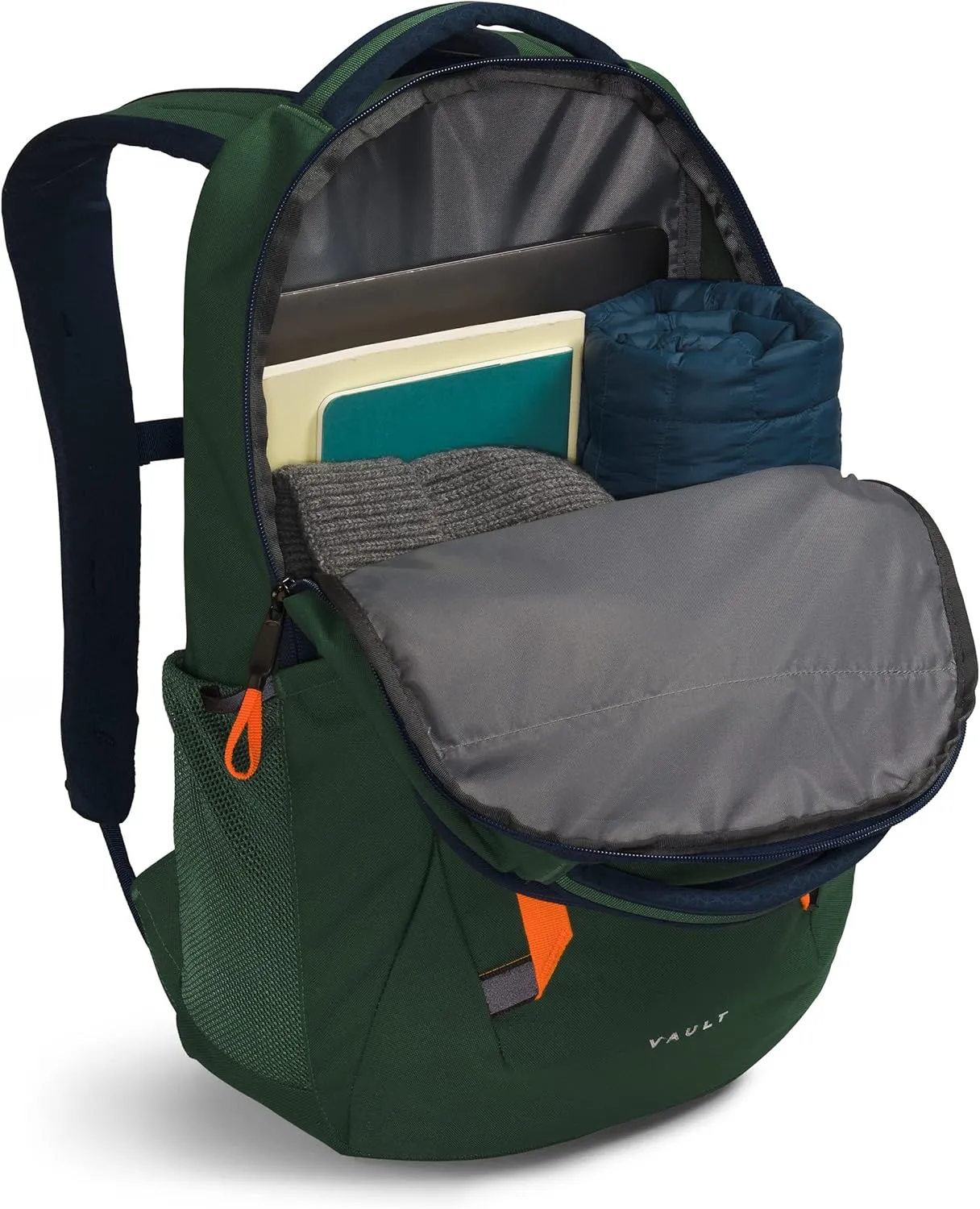 THE NORTH FACE Vault Everyday Laptop Backpack, Pine Needle/Summit Navy/Power Orange, One Size