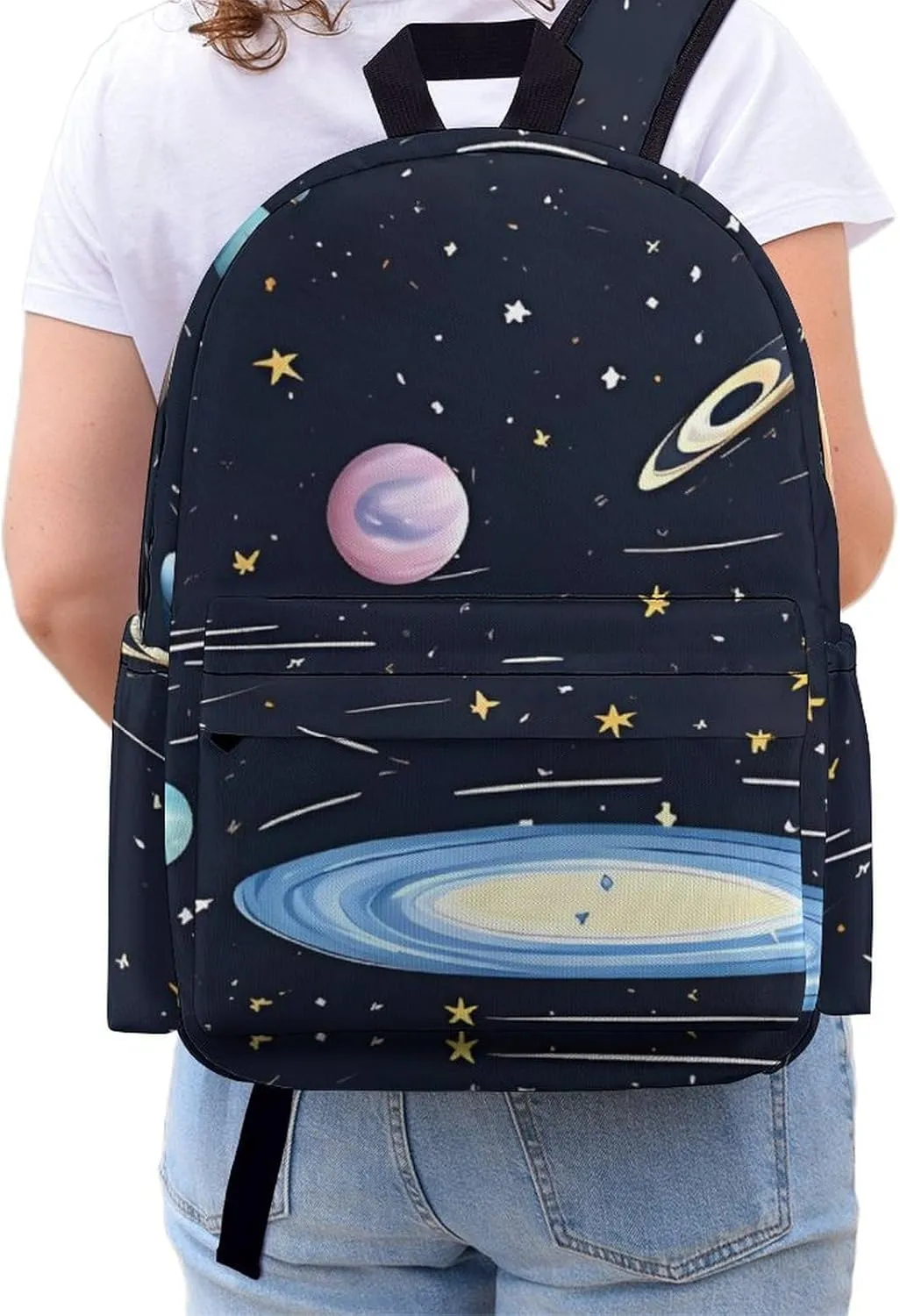 The Solar Family Print Laptop Backpacks Casual Shoulder Bag Travel Daypack Fashion for Men Women